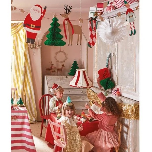 NEW 10 pieces  Meri-Meri honeycomb holiday paper decorations, nothing missing - Picture 13 of 17